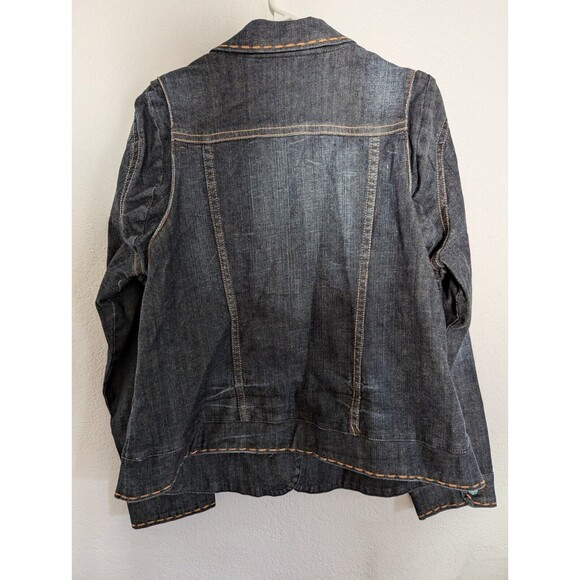 Venezia Womens Jacket Blue Dark Denim Stitch Buttons Pockets Stretch Size 18/20 - Picture 8 of 8
